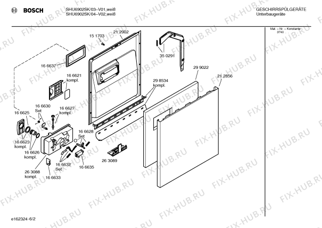 Взрыв-схема посудомоечной машины Bosch SHU6902SK - Схема узла 02