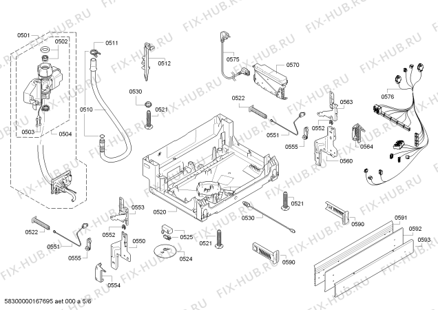 Взрыв-схема посудомоечной машины Siemens SN48P561DE Extraklasse made in germany - Схема узла 05