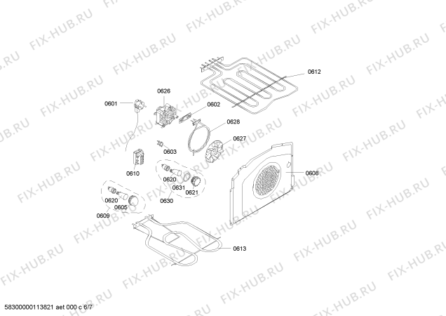 Взрыв-схема плиты (духовки) Bosch HSW745050N - Схема узла 06