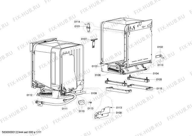 Схема №8 SQ67M350CH с изображением Планка для посудомойки Siemens 00663932