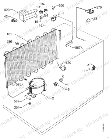 Взрыв-схема холодильника Privileg 117.144 6 - Схема узла Refrigerator cooling system