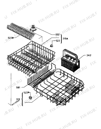 Взрыв-схема посудомоечной машины Electrolux ESL673 - Схема узла Baskets, tubes 061