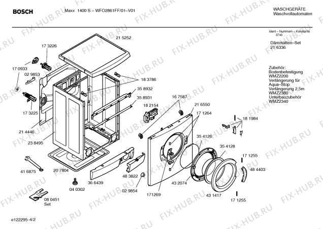 Взрыв-схема стиральной машины Bosch WFO2861FF Maxx 1400 S - Схема узла 02