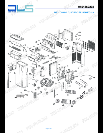 Схема №1 PAC EL 290 HLWKC 1A (2018) с изображением Шланг для сплит-системы DELONGHI TL2829