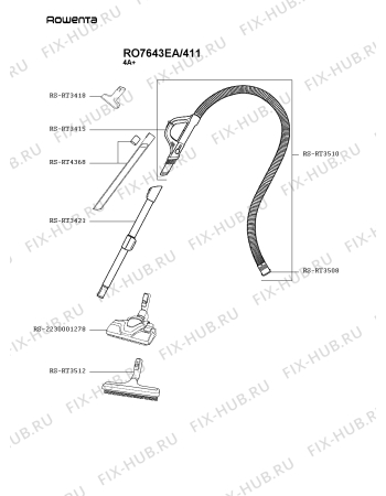 Схема №2 RO7643EA/411 с изображением Ручка для мини-пылесоса Rowenta RS-2230001341
