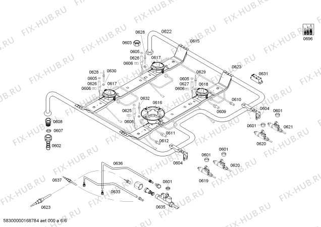 Взрыв-схема плиты (духовки) Bosch HGG24W256M - Схема узла 06