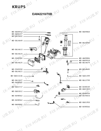 Взрыв-схема кофеварки (кофемашины) Krups EA842210/70B - Схема узла LP004858.5P3