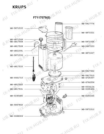 Взрыв-схема кухонного комбайна Krups F7117079(0) - Схема узла MP000769.0P2