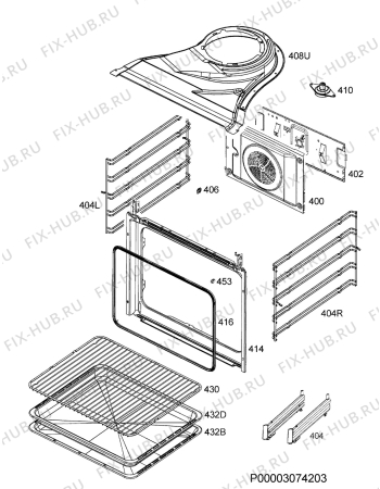 Взрыв-схема плиты (духовки) Electrolux EOR3430DAX - Схема узла Oven