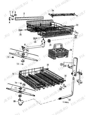 Взрыв-схема посудомоечной машины Electrolux BW312-W3 - Схема узла Baskets, tubes 061