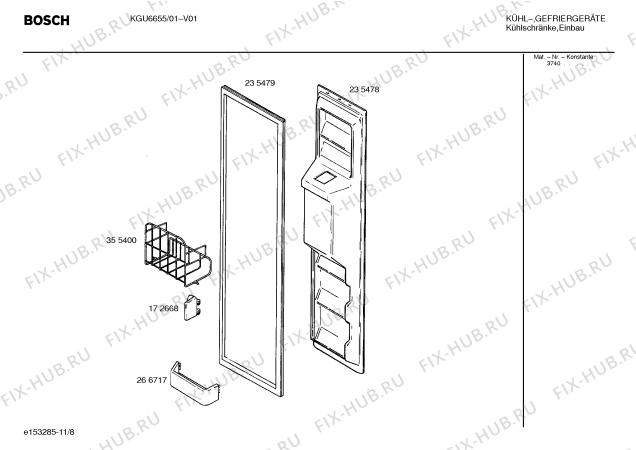 Взрыв-схема холодильника Bosch KGU6655 - Схема узла 09