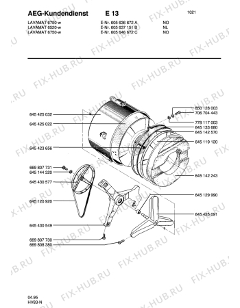 Взрыв-схема стиральной машины Aeg LAV6520 SENS. - Схема узла Tub and drum