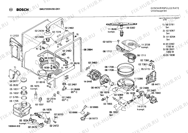 Взрыв-схема посудомоечной машины Bosch SMU7222H - Схема узла 02