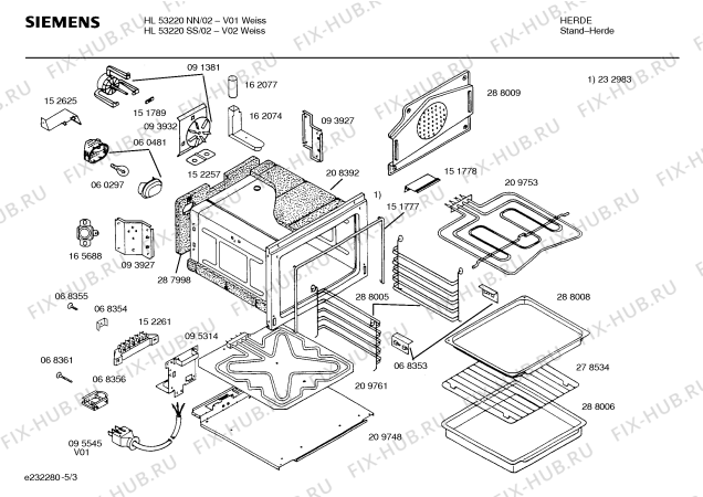 Схема №3 HL53220DK с изображением Инструкция по эксплуатации для плиты (духовки) Siemens 00519270