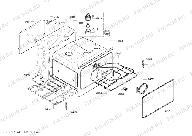 Взрыв-схема плиты (духовки) Bosch HBC33B550W - Схема узла 04