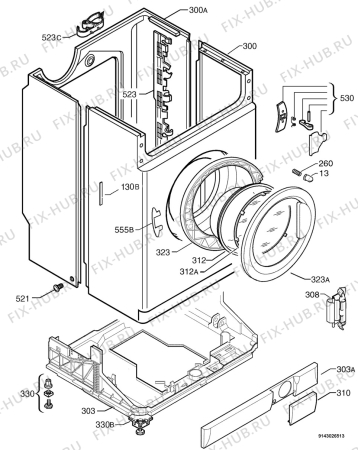 Взрыв-схема стиральной машины Zanussi Electrolux W1207 - Схема узла Housing 001