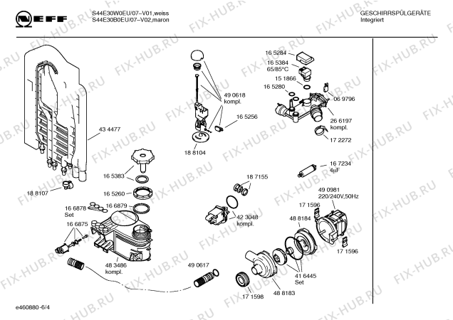 Схема №4 S44E30B0EU с изображением Передняя панель для посудомоечной машины Bosch 00439071