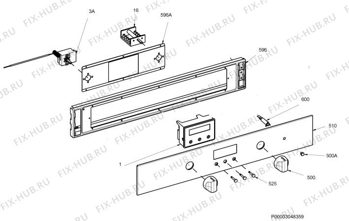 Взрыв-схема плиты (духовки) Zanussi ZOK35901XK - Схема узла Command panel 037