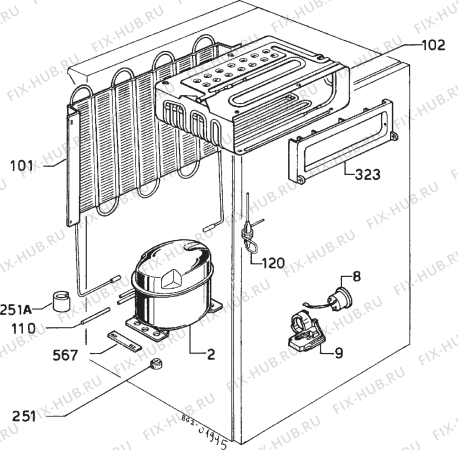 Взрыв-схема холодильника Zanussi ZFT162 - Схема узла Cooling system 017