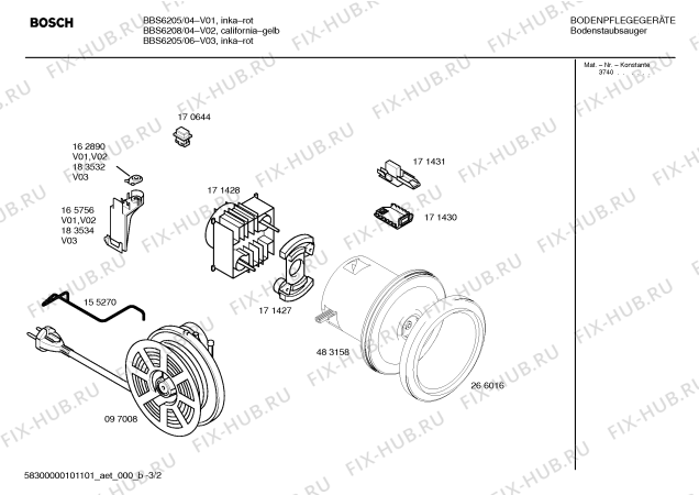 Схема №3 BBS6205 SILENCE 1400 W с изображением Кнопка для электропылесоса Bosch 00265871