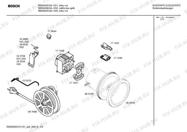 Схема №3 BBS6205 SILENCE 1400 W с изображением Крышка для мини-пылесоса Bosch 00352522