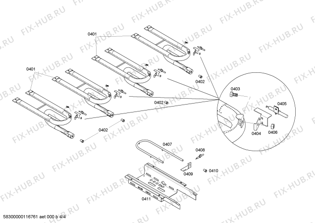 Схема №4 CGBD48RSBX с изображением Ручка для электропечи Bosch 00368895
