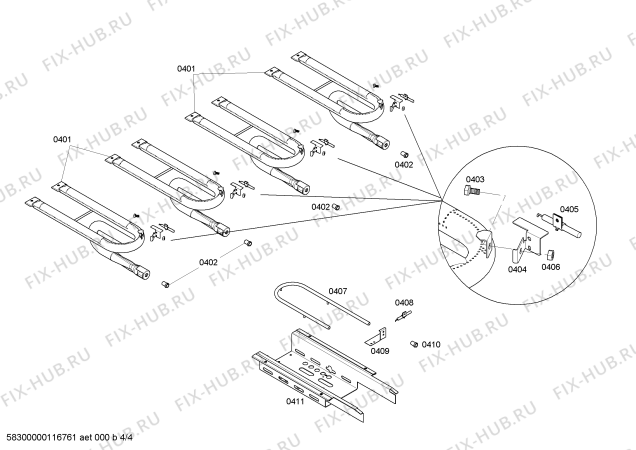 Схема №4 CGB48RSBU с изображением Зажим для плиты (духовки) Bosch 00414948