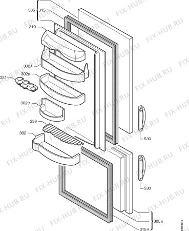 Взрыв-схема холодильника Faure FRC336W - Схема узла Door 003