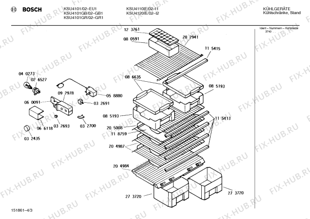 Взрыв-схема холодильника Bosch KSU4101GR - Схема узла 03