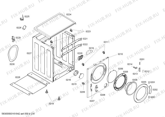 Схема №4 WM08G0R8TI SILVER1086 с изображением Фронтальная часть бака для стиральной машины Siemens 00711391