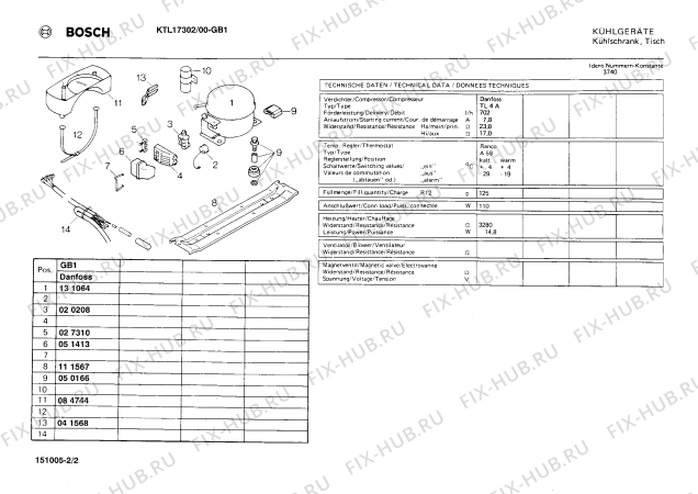 Взрыв-схема холодильника Bosch KTL17302 - Схема узла 02