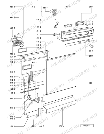 Схема №2 ADP 951 WH с изображением Панель для посудомоечной машины Whirlpool 481245370676