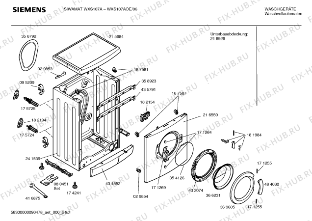 Схема №4 WXS107AOE SIWAMAT WXS107A с изображением Таблица программ для стиралки Siemens 00591271