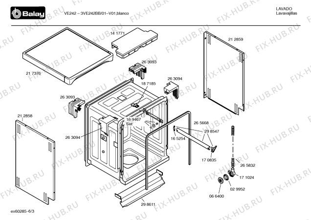 Взрыв-схема посудомоечной машины Balay 3VE242BB VE242 - Схема узла 03