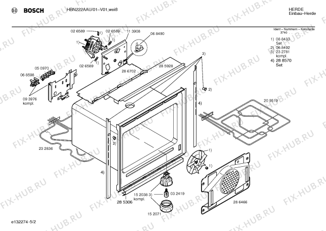 Взрыв-схема плиты (духовки) Bosch HBN222AAU - Схема узла 02