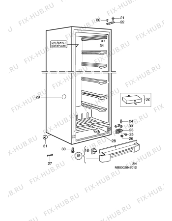 Взрыв-схема холодильника Electrolux EUF2300 - Схема узла C10 Cabinet