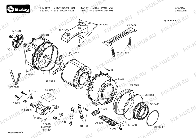 Схема №3 3TS745V с изображением Инструкция по эксплуатации для стиралки Bosch 00582778