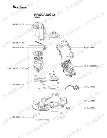 Взрыв-схема кухонного комбайна Moulinex HF800A28/702 - Схема узла VP005763.1P2