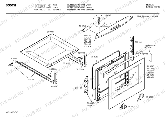 Схема №4 HEN355C с изображением Инструкция по эксплуатации для духового шкафа Bosch 00522083