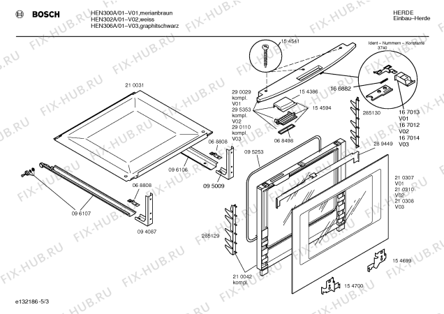 Схема №3 HEN302A с изображением Панель управления для духового шкафа Bosch 00295359