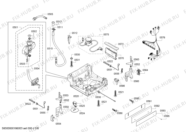 Взрыв-схема посудомоечной машины Bosch SPV68U53UC SilencePlus 44 dBA - Схема узла 05