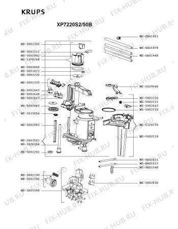 Взрыв-схема кофеварки (кофемашины) Krups XP7220S2/50B - Схема узла VP002933.5P2