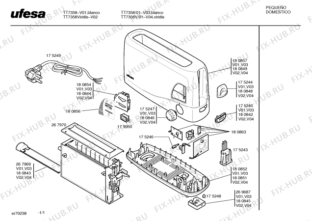 Схема №1 TT7358V MATTINA Viridis с изображением Переключатель для тостера (фритюрницы) Bosch 00179950