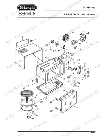 Схема №1 MO805G с изображением Электрорегулятор для свч печи DELONGHI 736992