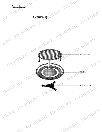 Взрыв-схема микроволновой печи Moulinex AY76P9(1) - Схема узла HP002305.7P2