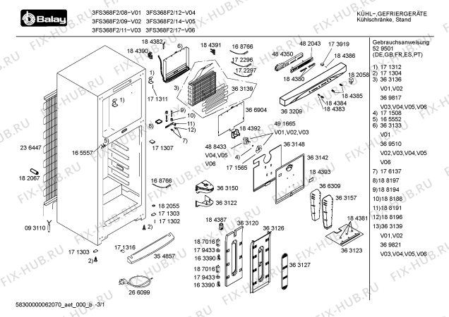 Схема №3 3FS368F2 с изображением Дверь для холодильной камеры Bosch 00217473