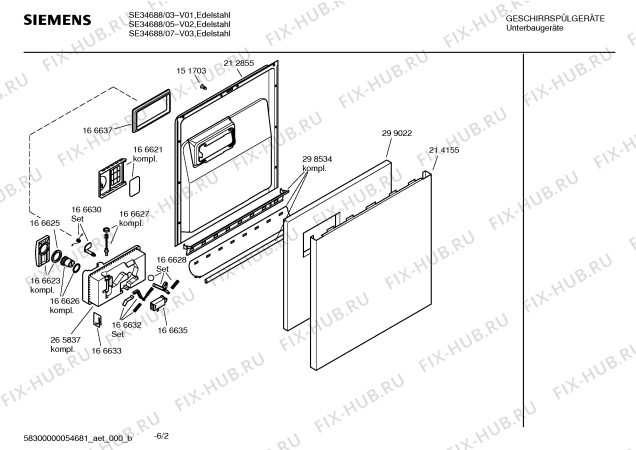 Схема №6 SE54687 EXTRAKLASSE с изображением Инструкция по эксплуатации для посудомоечной машины Siemens 00527774