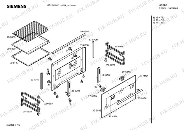Взрыв-схема плиты (духовки) Siemens HB25K64 - Схема узла 03
