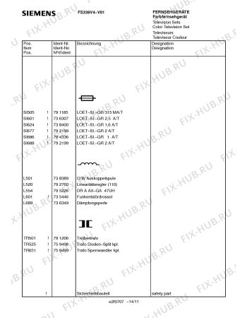 Схема №12 FS339V4 с изображением Втулка для телевизора Siemens 00759496