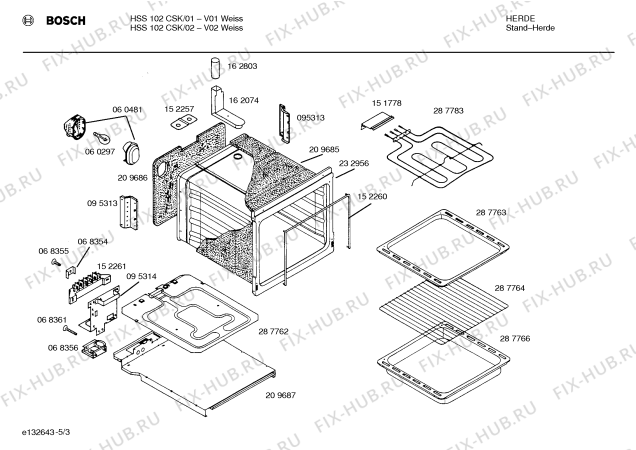 Взрыв-схема плиты (духовки) Bosch HSS102CSK - Схема узла 03
